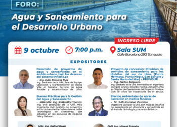 Foro: ¨Agua y saneamiento para el desarrollo urbano¨/ Jueves 9 de octubre – 7:00 p.m.