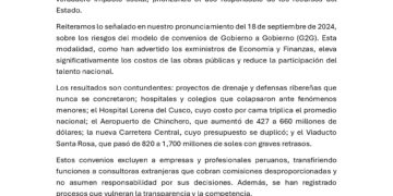 Comunicado: POR UNA INVERSIÓN PÚBLICA EFICIENTE Y SIN NUEVOS CONVENIOS DE GOBIERNO A GOBIERNO