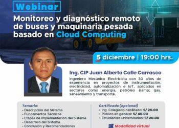 Webinar: ¨Monitoreo y diagnóstico remoto de buses y maquinarias pesada basado en Cloud Computing¨ / Viernes 5 de diciembre – 7:00 p.m.