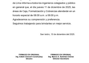 COMUNICADO N° 07-2025-2027/CIPLIMA