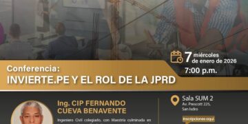 Conferencia presencial: ¨Invierte.pe y el rol de la JPRD¨ / Miércoles 7 de enero – 7:00 p.m.