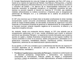 PRONUNCIAMIENTO N° 29-2025-2027/CIPLIMA – SOBRE EL DECRETO DE URGENCIA N° 010-2025
