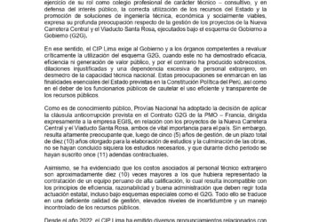 PRONUNCIAMIENTO N° 30-2025-2027/CIPLIMA | GESTIÓN GOBIERNO A GOBIERNO: LA NUEVA CARRETERA CENTRAL Y EL VIADUCTO SANTA ROSA