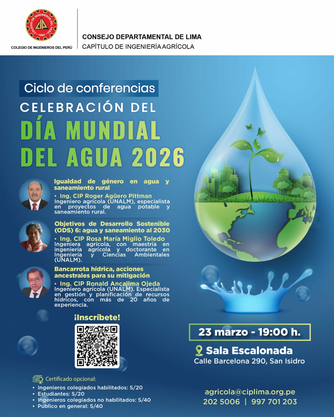 Ciclo de conferencias: celebración del Dia Mundial del Agua 2026 “Agua ...