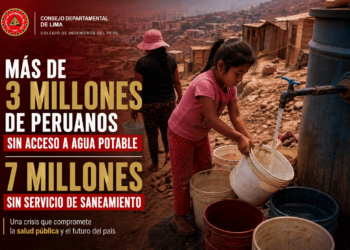 CIP Lima advierte que son más de 3 millones de peruanos sin acceso a agua potable y 7 millones sin servicio de saneamiento