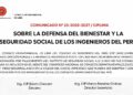 COMUNICADO N°23-2025-2027/CIPLIMA Sobre la defensa del bienestar y la seguridad social de los ingenieros del Perú
