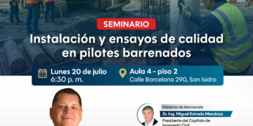 Conferencia presencial virtual: Instalación y ensayo de calidad en pilotes barrenados / Lunes 20 de julio