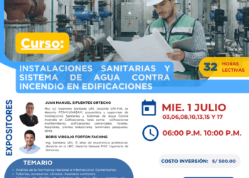 Curso: Instalaciones Sanitarias y Sistemas de agua contra incendio en edificaciones / Inicio: 1 de julio