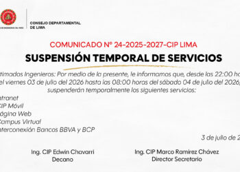 COMUNICADO N° 24-2025-2027/CIPLIMA – Suspensión temporal de servicios