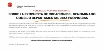 COMUNICADO N° 29-2025-2027/CIPLIMA – SOBRE LA PROPUESTA DE CREACIÓN DEL DENOMINADO CONSEJO DEPARTAMENTAL LIMA PROVINCIAS