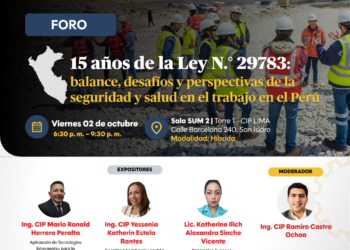 CIP Lima analizará los avances y desafíos de la seguridad y salud en el trabajo a 15 años de la Ley N.° 29783